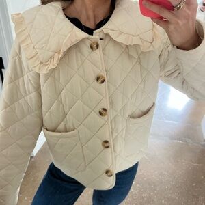 Elegant Cream Quilted Puffer Jacket